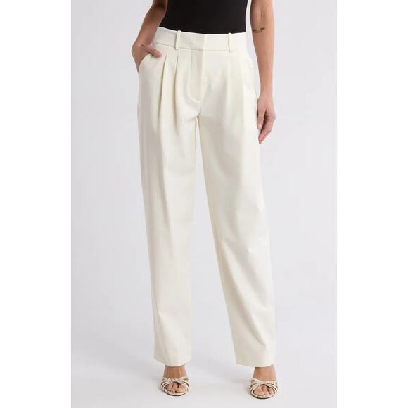 VERONICA BEARD Lagarde Pleated Crepe Wide-leg White Pants - Picture 1 of 12